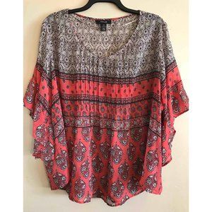 Style & Co. Woman Print Blouse w/ Tuck Detail